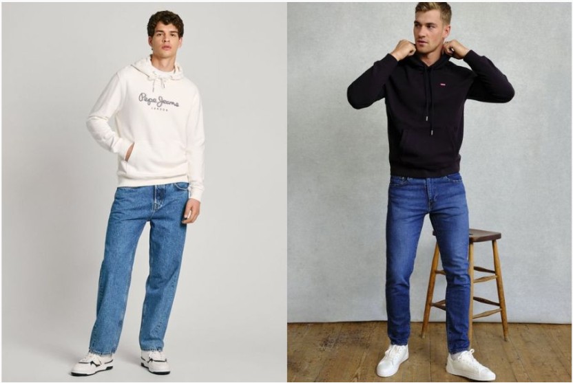 Kết hợp quần jean xanh với áo hoodie